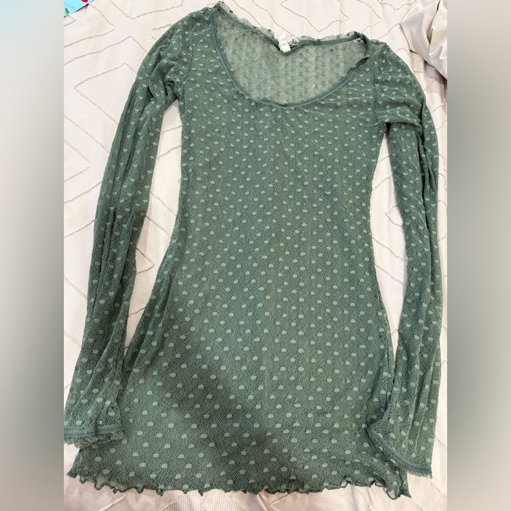 We The Free Olive Mesh Top